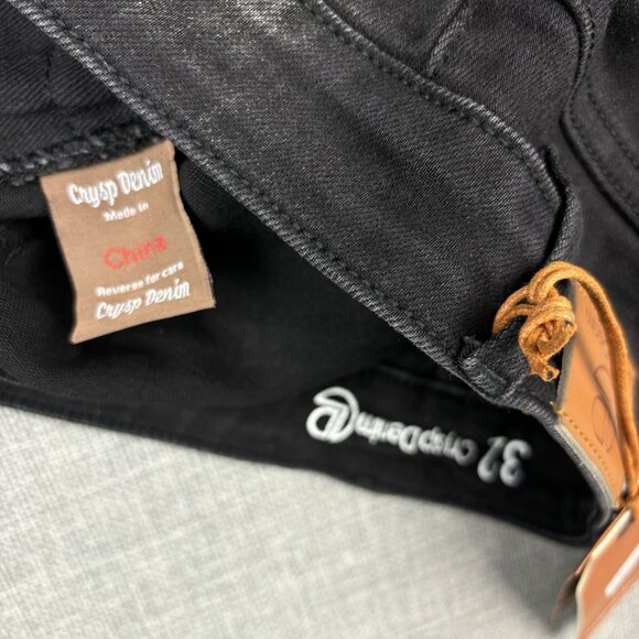 Crisp Denim Men's Patchwork Distressed Black Denim Shorts Size 32 - Picture 10 of 10